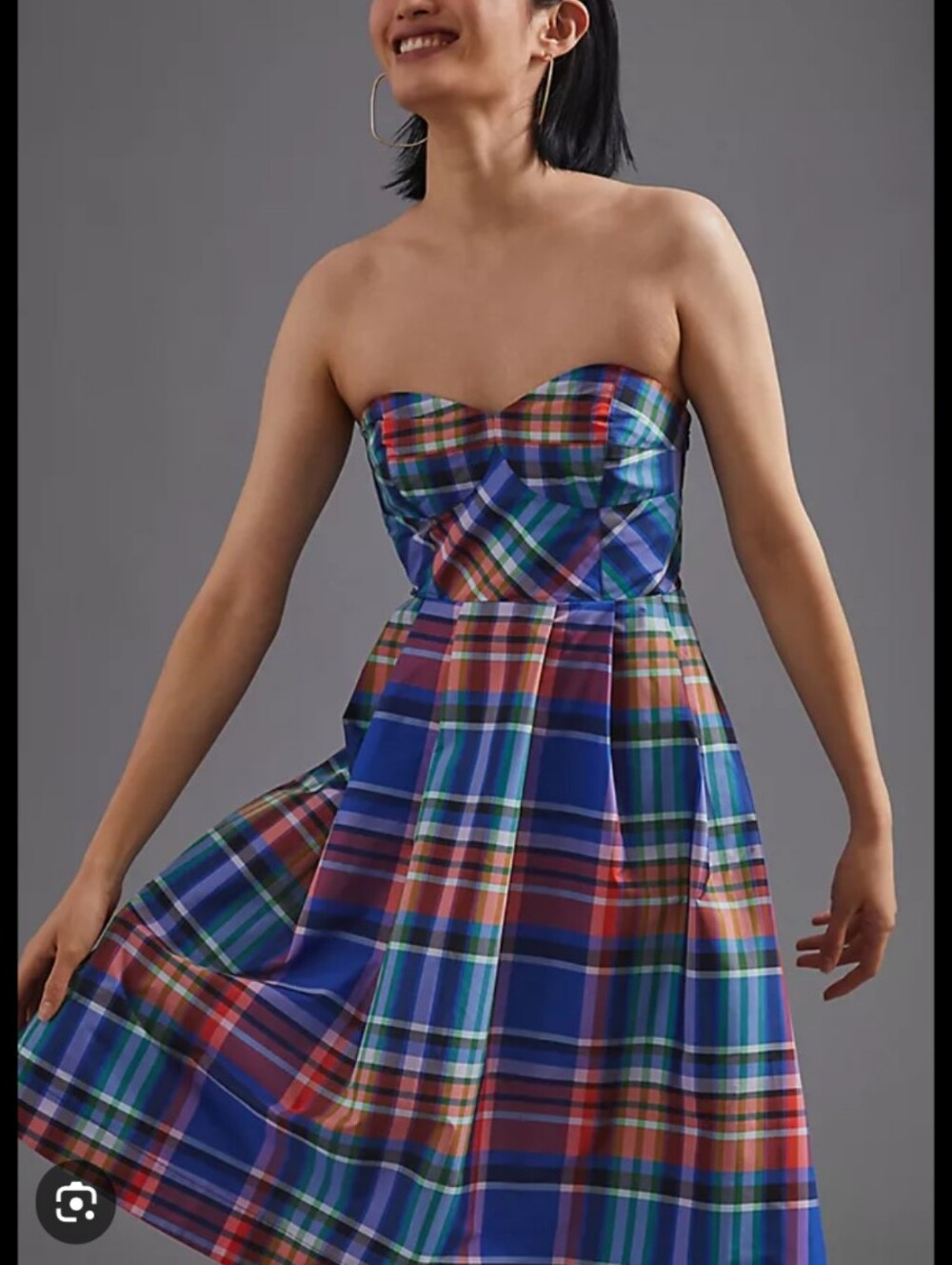 Maeve Plaid A-line Mini Dress With Removable Straps